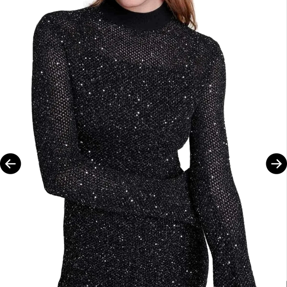 Maje Black Sparkle Long Sleeve Dress - Picture 6 of 7